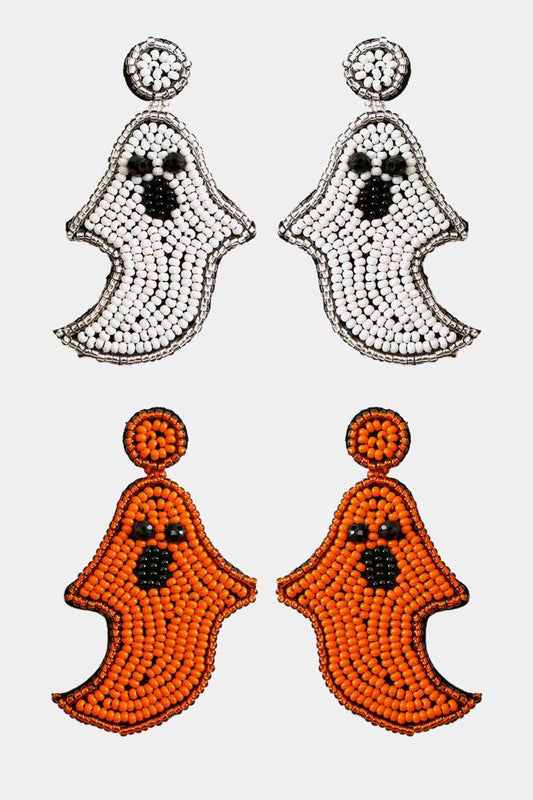 Ghost Shape Beaded Dangle Earrings