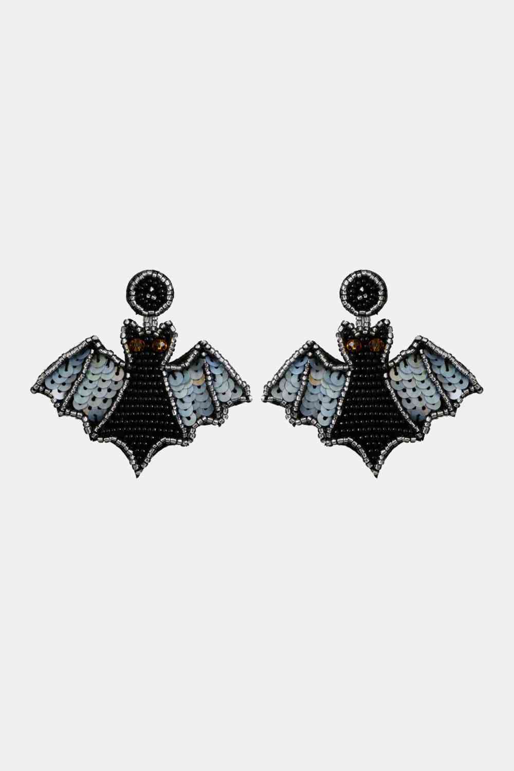 Bat Shape Beaded Dangle Earrings