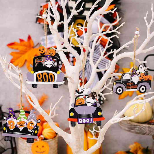 4-Piece Halloween Element Car-Shape Hanging Widgets